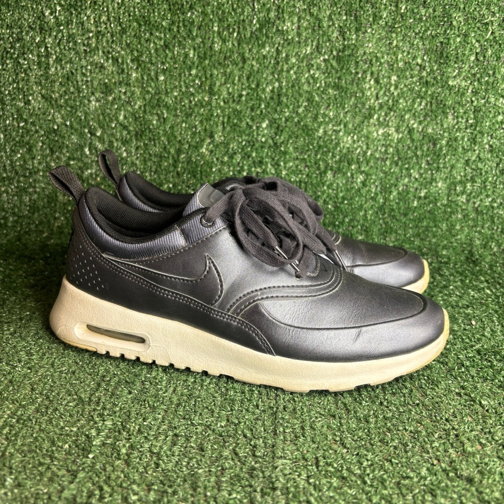 Nike Air Max Thea Metallic Leather Athleisure Sporty Sneaker Black Womens Sz 6.5